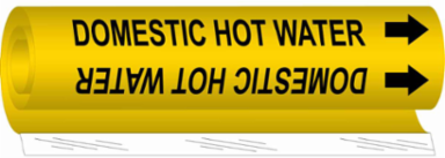 Domestic Hot Water Pipe Marker, 8" H x 5" W, Fits Pipes 0.5" Dia. Thru 1.375" Dia.