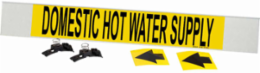 Domestic Hot Water Supply Pipe Marker, 4" H x 24" W, Fits Pipes 8" Dia. or Larger