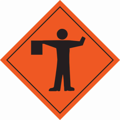 Flagger Picto Sign, 36" H x 36" W, Vinyl