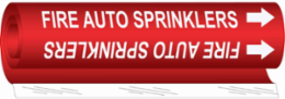 FIRE AUTO SPRINKLERS Pipe Marker, 9" H x 8" W, Fits Pipes 1.5" Dia. Thru 2.375" Dia.