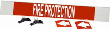 FIRE PROTECTION Pipe Marker, 4" H x 24" W, Fits Pipes 8" Dia. or Larger
