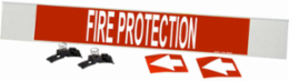 FIRE PROTECTION Pipe Marker, 4" H x 24" W, Fits Pipes 8" Dia. or Larger