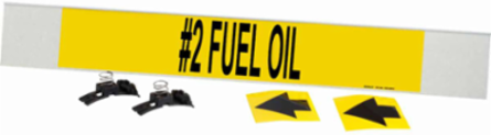 #2 Fuel Oil Pipe Marker, 4 Inch H x 24 Inch W, Fits Pipes 8 Inch Dia. or Larger