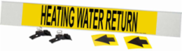 Heating Water Return Pipe Marker, 4" H x 24" W, Fits Pipes 8" Dia. or Larger
