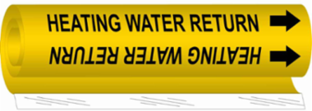 Heating Water Return Pipe Marker, 9" H x 8" W, Fits Pipes 1.5" Dia. Thru 2.375" Dia.