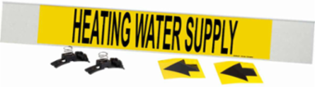 Heating Water Supply Pipe Marker, 4" H x 24" W, Fits Pipes 8" Dia. or Larger