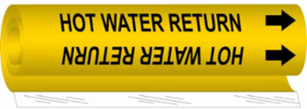 Hot Water Return Pipe Marker, 9" H x 8" W, Fits Pipes 1.5" Dia. Thru 2.375" Dia.