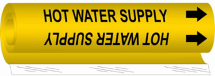 Hot Water Supply Pipe Marker, 8" H x 5" W, Fits Pipes 0.5" Dia. Thru 1.375" Dia.