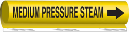 Wrap Around Pipe Marker: MEDIUM PRESSURE STEAM, 9" H x 8" W, Fits Pipes 2.5" Dia. Thru 7.875" Dia.