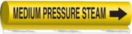 Wrap Around Pipe Marker: MEDIUM PRESSURE STEAM, 9" H x 8" W, Fits Pipes 2.5" Dia. Thru 7.875" Dia.