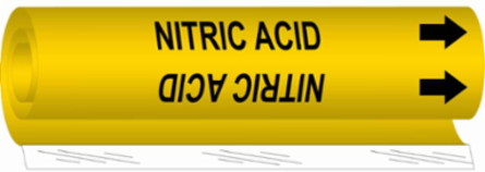 NITRIC ACID Pipe Marker, 26" H x 12" W, Fits Pipes 2.5" Dia. Thru 7.875" Dia.