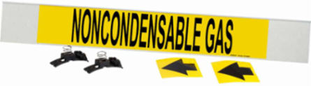 NONCONDENSABLE GAS Pipe Marker, 4" H x 24" W, Fits Pipes 8" Dia. or Larger