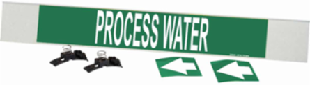 Process Water Pipe Marker, 4" H x 24" W, Fits Pipes 8" Dia. or Larger
