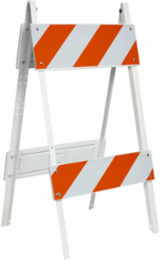 Metal Folding Barricades, Reflective Orange/White on Top/Bottom
