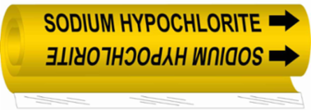 SODIUM HYPOCHLORITE Pipe Marker, 8" H x 5" W, Fits Pipes 0.5" Dia. Thru 1.375" Dia.