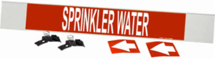 SPRINKLER WATER Pipe Marker, 4" H x 24" W, Fits Pipes 8" Dia. or Larger
