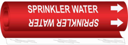 SPRINKLER WATER Pipe Marker, 9" H x 8" W, Fits Pipes 1.5" Dia. Thru 2.375" Dia.