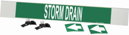 Storm Drain Pipe Marker, 4" H x 24" W, Fits Pipes 8" Dia. or Larger