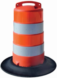 Traffic Barrel, 40" H x 20.7" Dia, Orange/White