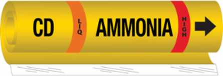 CD LIQ AMMONIA HIGH Pipe Marker, 9" H x 8" W, Fits Pipes 1.5" Dia. Thru 2.375" Dia.
