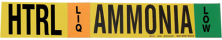 HTRL LIQ AMMONIA LOW Pipe Marker, 9" H x 8" W, Fits Pipes 1.5" Dia. Thru 2.375" Dia.