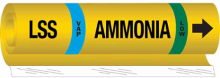 LSS VAP AMMONIA LOW Pipe Marker, 9" H x 8" W, Fits Pipes 1.5" Dia. Thru 2.375" Dia.
