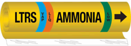 LTRS VAP AMMONIA LOW Pipe Marker, 26" H x 12" W, Fits Pipes 2.5" Dia. Thru 7.875" Dia.