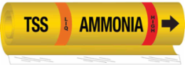 TSS LIQ AMMONIA HIGH Pipe Marker, 26" H x 12" W, Fits Pipes 2.5" Dia. Thru 7.875" Dia.