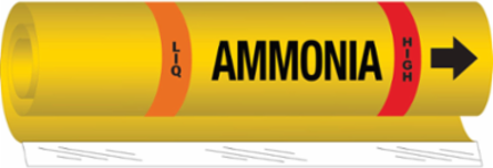 Ammonia High Pipe Marker, 9 Inch H x 8 Inch W, Fits Pipes 1.5 Inch to 2.375 Inch Dia.