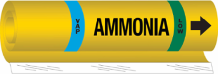 AMMONIA HIGH Pipe Marker, 9 Inch H x 8 Inch W, Fits Pipes 1.5 Inch to 2.375 Inch