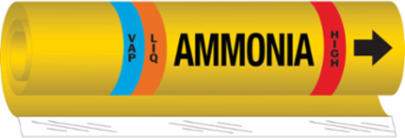 Ammonia Pipe Marker, 9 Inch H x 8 Inch W, Fits Pipes 1.5 Inch to 2.375 Inch Dia.