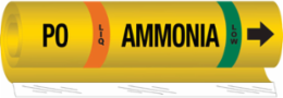 PO LIQ AMMONIA LOW Pipe Marker, 9" H x 8" W, Fits Pipes 1.5" Dia. Thru 2.375" Dia.