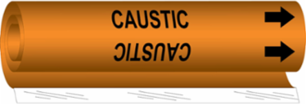 CAUSTIC Pipe Marker, 9 Inch H x 8 Inch W, Fits Pipes 1-1/2 Inch to 2-3/8 Inch Dia.