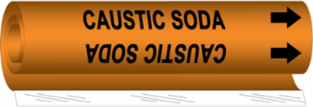 CAUSTIC SODA Pipe Marker, 26 Inch H x 12 Inch W, Fits Pipes 2-1/2 Inch to 7-7/8 Inch Diameter