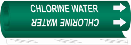 Chlorine Water Pipe Marker, 8" H x 5" W, Fits Pipes 0.5" Dia. Thru 1.375" Dia.