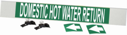 Domestic Hot Water Return Pipe Marker, 4" H x 24" W, Fits Pipes 8" Dia. or Larger