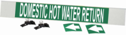 Domestic Hot Water Return Pipe Marker, 4" H x 24" W, Fits Pipes 8" Dia. or Larger