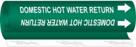 Domestic Hot Water Return Pipe Marker, 9" H x 8" W, Fits Pipes 1.5" Dia. Thru 2.375" Dia.