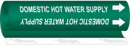 Domestic Hot Water Supply Pipe Marker, 9" H x 8" W, Fits Pipes 1.5" Dia. Thru 2.375" Dia.