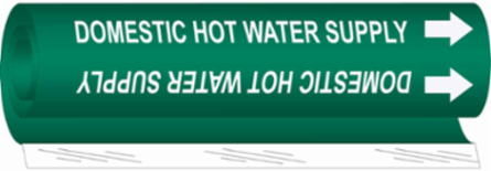 Domestic Hot Water Supply Pipe Marker, 26" H x 12" W, Fits Pipes 2.5" Dia. Thru 7.875" Dia.