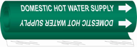 Domestic Hot Water Supply Pipe Marker, 8" H x 5" W, Fits Pipes 0.5" Dia. Thru 1.375" Dia.