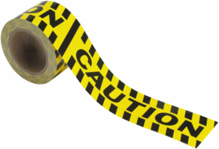 Warning Message Floor Marking Tape Roll - High Performance Vinyl, CAUTION, Black on Yellow, 3"x 60'