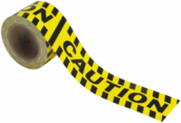 Warning Message Floor Marking Tape Roll - High Performance Vinyl, CAUTION, Black on Yellow, 3"x 60'