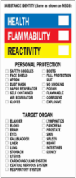 HEALTH FLAMMABILITY REACTIVITY Label, 8" H x 3" W x 0.0038" D, Black/Blue/Red/Yellow on White