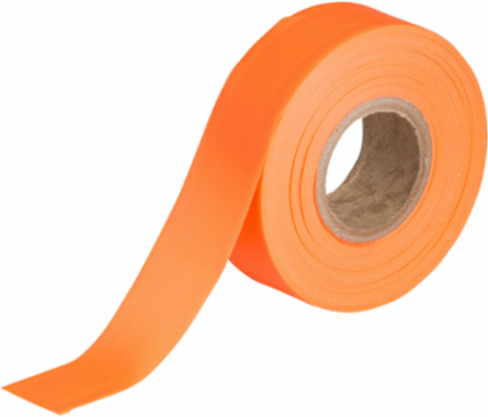 Flagging Tape, Plastic, Fluorescent Orange, 1.188" x 150'