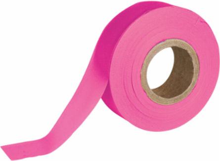 Flagging Tape, Plastic, Fluorescent Pink, 1.188" x 150'