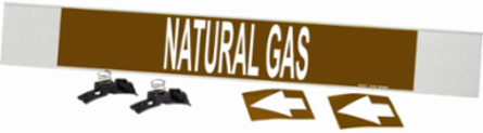 NATURAL GAS Pipe Marker, 4" H x 24" W, Fits Pipes 8" Dia. or Larger