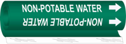 Non-Potable Water Pipe Marker, 8" H x 5" W, Fits Pipes 0.5" Dia. Thru 1.375" Dia.