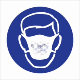 Dust Mask Symbol Labels, 1.5" H x 1.5" W x 0.004" D, Card of 9 Labels, Blue on White