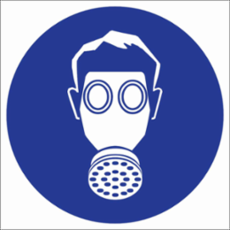 Vapor Respirator Symbol Labels, 1.125" H x 1.125" W x 0.004" D, Card of 16 Labels, Blue on White